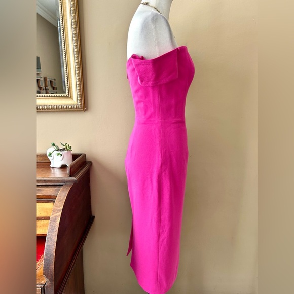 Dress The Population Bailey Off-The-Shoulder Slim Midi Dress Hot Pink Size M - Picture 9 of 13